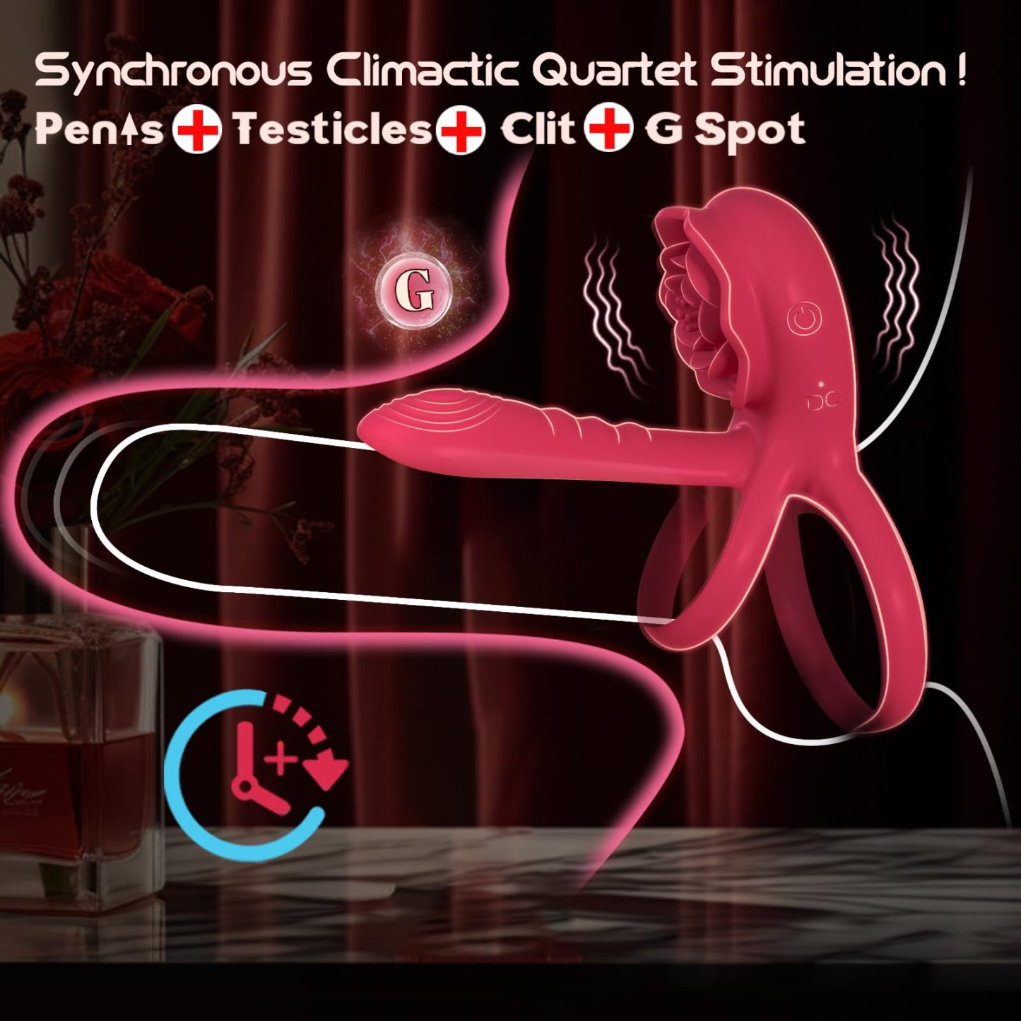 💥2025 New Rose Ring-FLORAX 15° Curve Boost & Bloom Cock Ring-4 in 1 Couple Toy Penis Ring