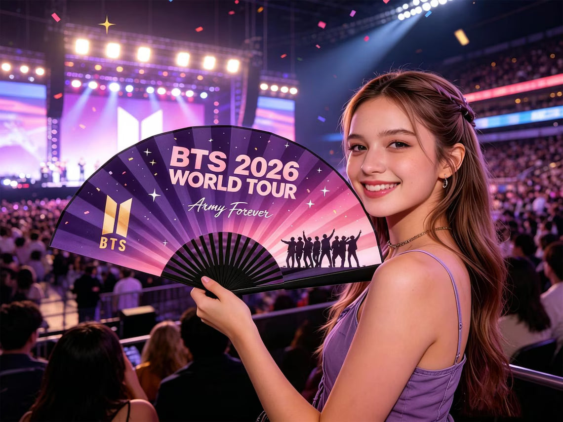 BTS World Tour Folding Hand Fan, Arirang Accessories, 2026 world Tour Gift for Fan