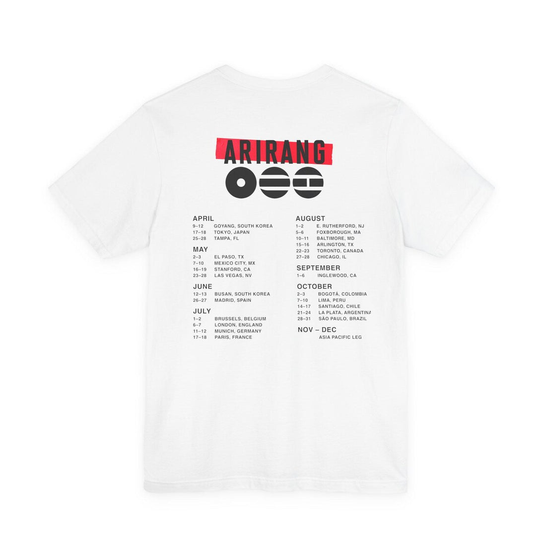 BTS Arirang World Tour 2026 T-Shirt | All Dates Bootleg Vintage Fan Tee | ARMY Gift
